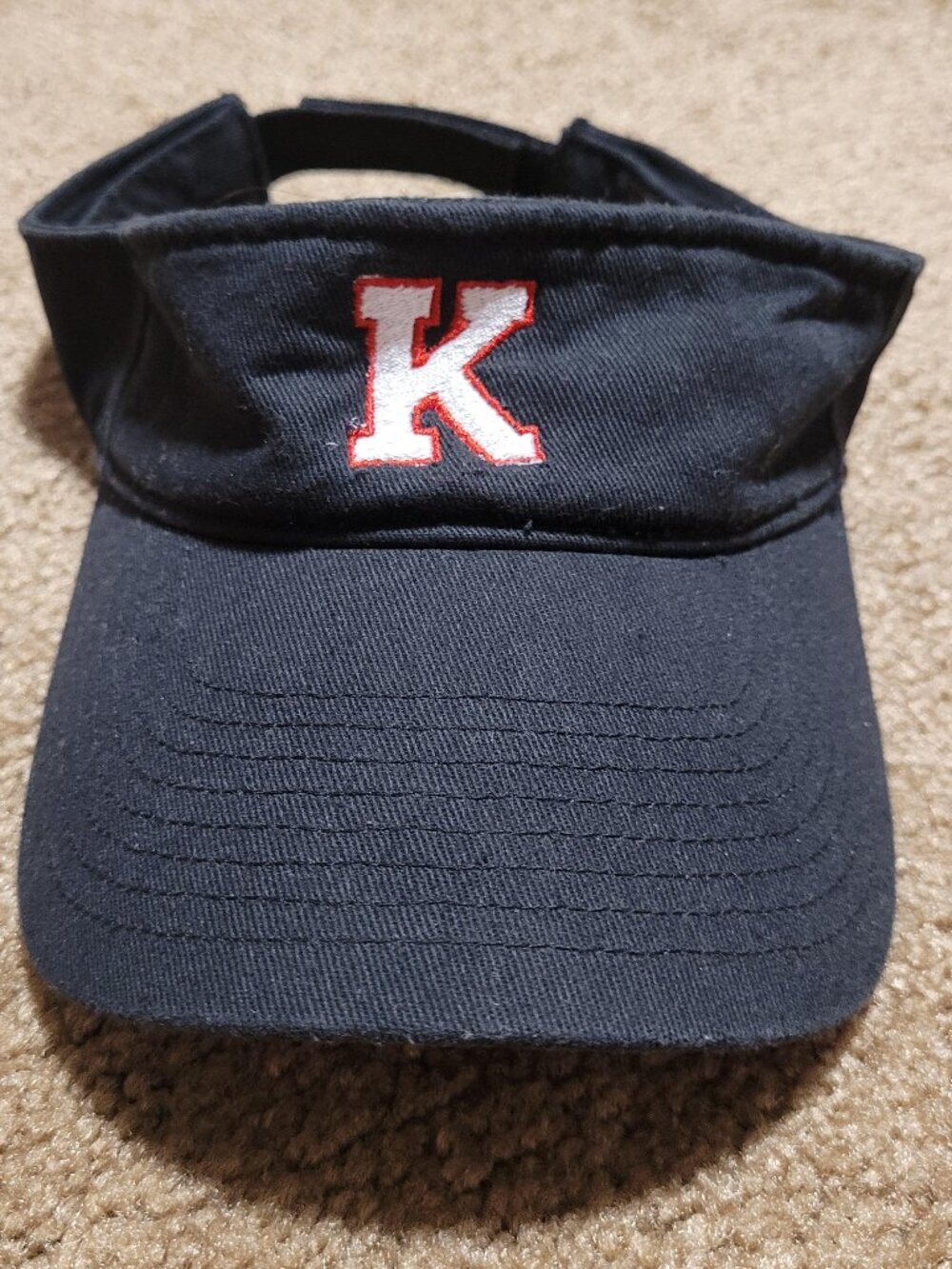 Vintage "K" visor, red, black, and white